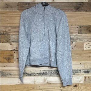 Rae Mode size XL Heather Gray Quarter-Zip Pullover Cropped Sweatshirt with Hood